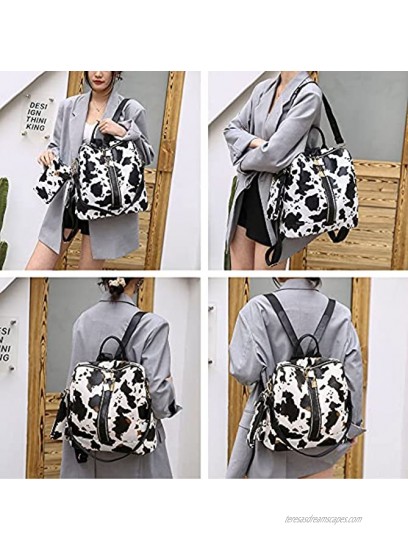 Women Fashion Backpack Purse,Leather Multipurpose Design Rucksack,Convertible Shoulder Bag Handbag with Wristlet,Beige cow