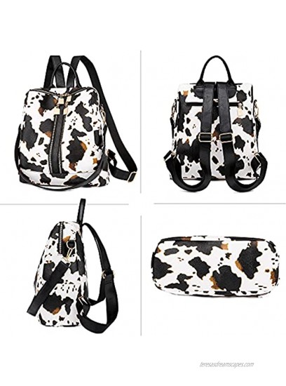 Women Fashion Backpack Purse,Leather Multipurpose Design Rucksack,Convertible Shoulder Bag Handbag with Wristlet,Beige cow