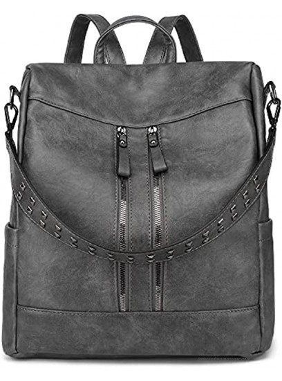 Women Fashion Backpack Purses for Women Anti-Theft Travel Backpack for School Girls 3-in-1 Bag Set Deep Gray