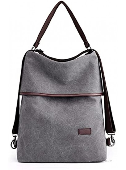 Women Multifunction Canvas Shoulder Bag WECALF Convertible to Backpack or Crossbody Purse