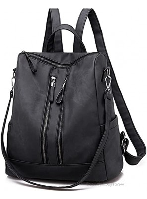 Women's Fashion Purse Backpack Girls Handbags and Shoulder Bag PU Leather Lady Travel Satchel bag rucksack backpack for women 6062 Black