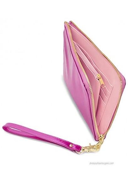 Ban.do Women's Getaway Travel Wallet Wristlet | Passport & Card ID Holder | Removable Wrist Strap | metallic pink
