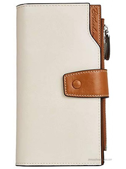 BOSTANTEN Women's Leather Rfid Wallet with Large Capacity Zipper Around Wristlet Clutch Wallets with Credit Cards and Phone Holder
