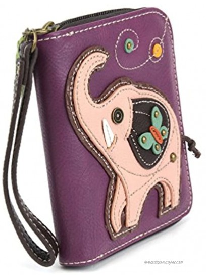 Charming Chala Wallet Credit Cards Coins Wristlet Purple Elephant