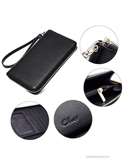 CLUCI Women Wallet Large Leather Designer Zip Around Card Holder Organizer Ladies Travel Clutch Wristlet