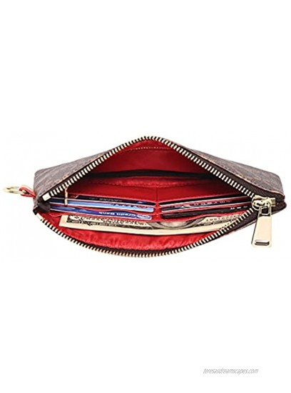 Luxury Zip Wristlet Pouch Small Clutch Bag with Card Slots Cute Phone Purse with Strap for Men Women PU Leather