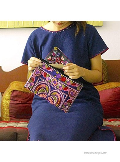 Sabai Jai Embroidered Clutch Purse with Wristlet Large Boho Purses and Handbags