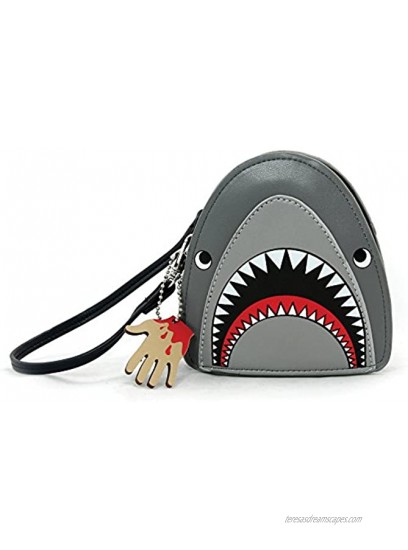 Scary Shark Wristlet with Chained Bloody Hand in Vinyl Material