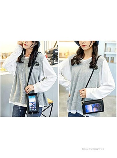 UTO-Crossbody-Phone-Bag-for-Women Leather Vegan Card Holder Touch Screen Cellphone Shoulder Purse with Wristlet