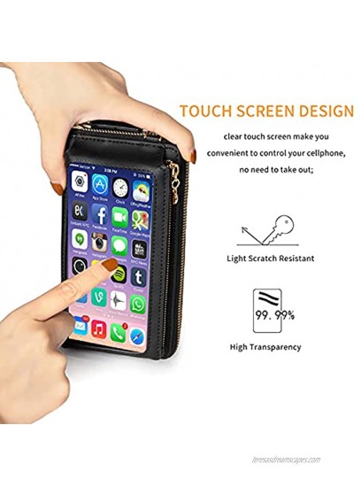 Women Touch Screen Wristlets Purse RFID Blocking Clutch Phone Wallets Card Holder Cellphone Pocket
