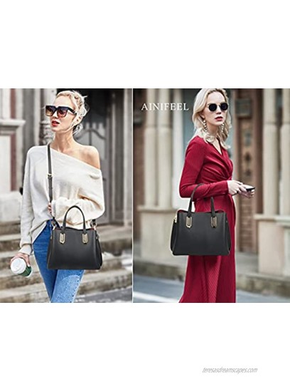 Ainifeel Women's Genuine Leather Handbags and Purses Top Handle Handbags For Work Business Purse Office Bags