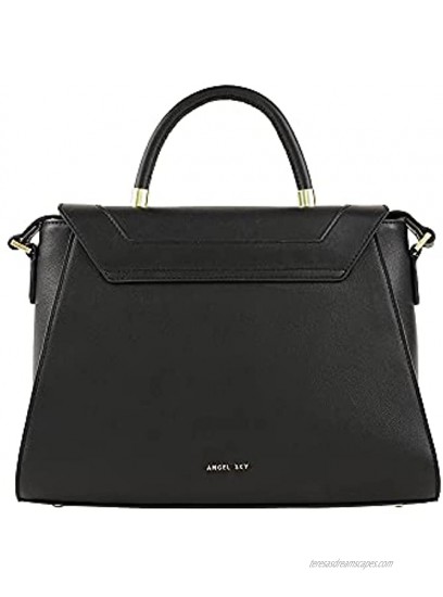 Angel Sky Women Fashion Soft Faux Leather and Canvas Top Handle Bag Crossbody Handbag
