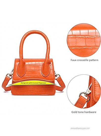 CATMICOO Mini Purse for Women Trendy Mini Bag and Croc Tiny Handbag with Curved Flapcover