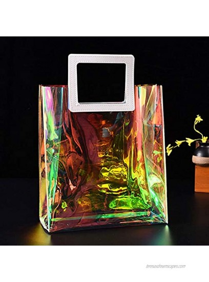 Felice Ann Colorful Holographic Transparent PVC Top-handle Bag Handbag Clear Tote Bag Gift Bags