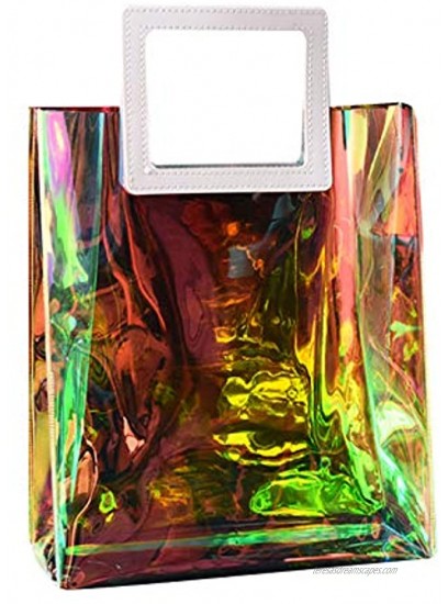 Felice Ann Colorful Holographic Transparent PVC Top-handle Bag Handbag Clear Tote Bag Gift Bags