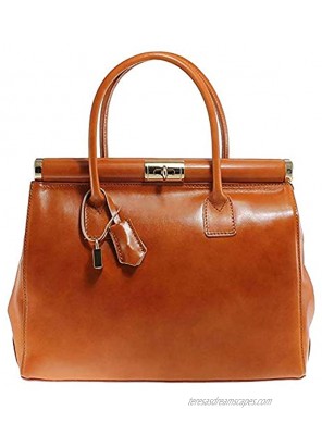 Genuine Italian Soft Leather Large Shoulder Bag handbag for Women Top Handle