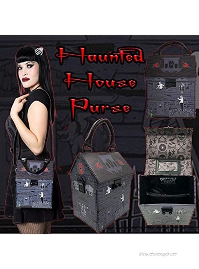 Kreepsville 666 Haunted House Purse Top Handle Bag with Shoulder Strap