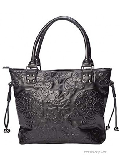 Lost Queen Women's Black Musette Embossed Bag