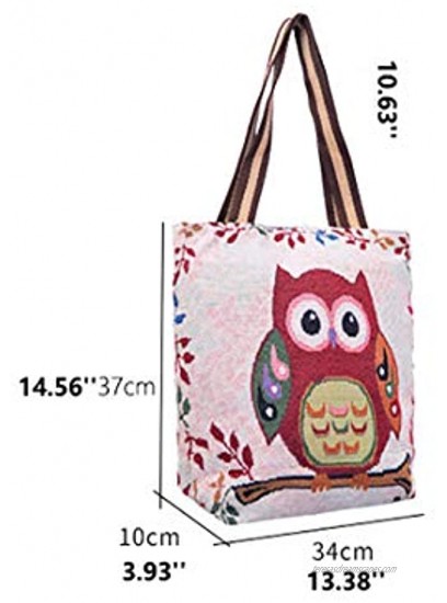 Mfeo Women's Cartoon Owl Pattern Canvas Shoulder Tote Handbags Bag