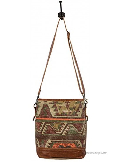 Myra Bag Mosavo Upcycled Canvas & Leather Shoulder Bag S-1579