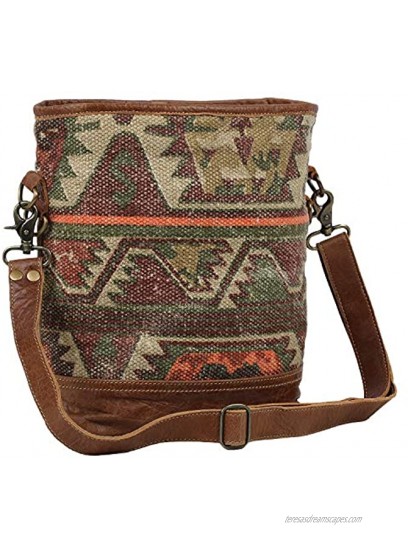 Myra Bag Mosavo Upcycled Canvas & Leather Shoulder Bag S-1579