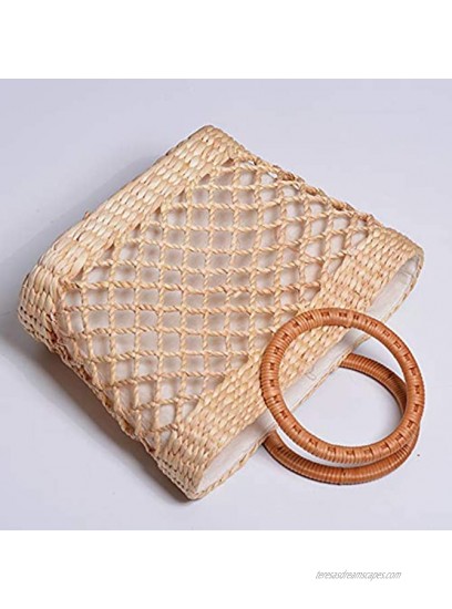 Natural Woven Straw Bag Women Handmade Chic Summer Beach Handbag