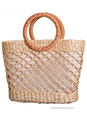 Natural Woven Straw Bag Women Handmade Chic Summer Beach Handbag
