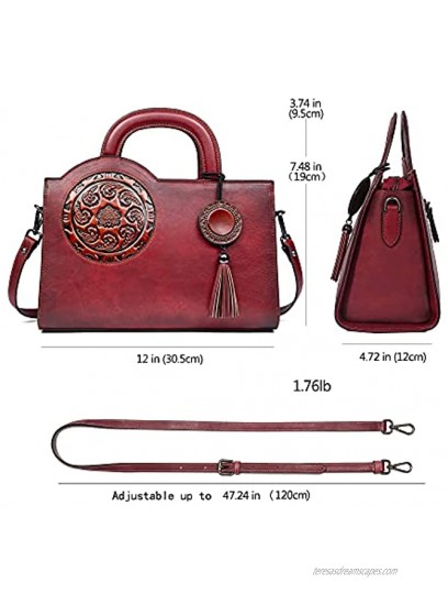 Retro Leather Handbag for Women Well Organized Mandala Totem Crossbody Bag