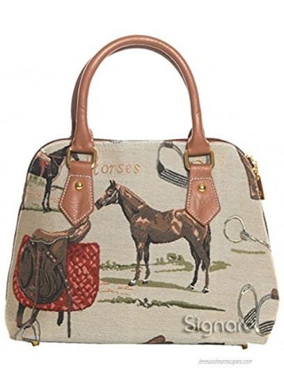 Signare Tapestry Handbag Satchel Bag Shoulder Bag and Crossbody Bag and Purse for Women with Horse Conv-HOR
