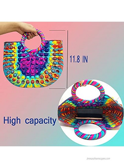 SUVAPOTAC Push Bubble Fidget Pop Handbags， Fidget Handbag Toys for Girls and Women's Handbags Pop Bubble Fidget Sensory Toy Handbags Rainbow