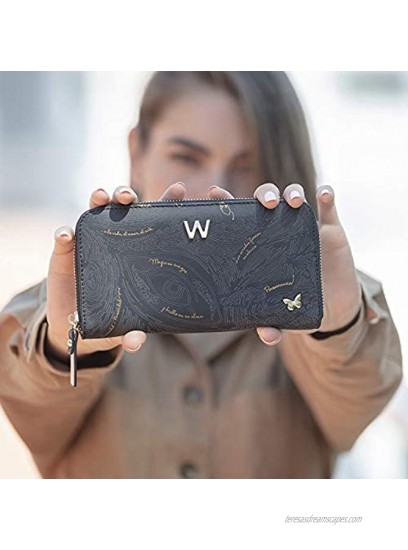 W CAPSULE Wallet for Woman ECSTASY23 Black Faux Leather Mexican Handbag