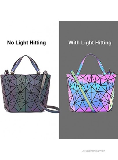 Women Geometric Luminous Backpack Handbag Fashion Shoulder Bag Lingge Flash Travel Rucksack