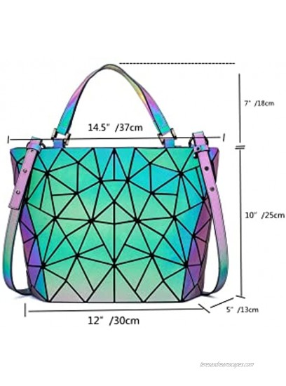 Women Geometric Luminous Backpack Handbag Fashion Shoulder Bag Lingge Flash Travel Rucksack