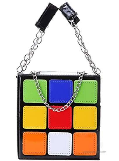 Women's cube shape handbag magic cube leather handbag wallet