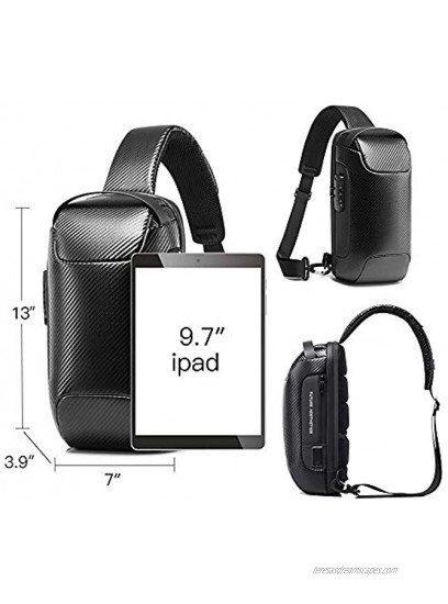 BANGE Anti theft Sling Bag Waterproof Men's Chest Bag Shoulder Casual Crossbody Backpack with USB Charging Port