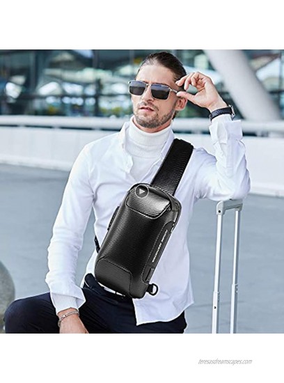 BANGE Anti theft Sling Bag Waterproof Men's Chest Bag Shoulder Casual Crossbody Backpack with USB Charging Port