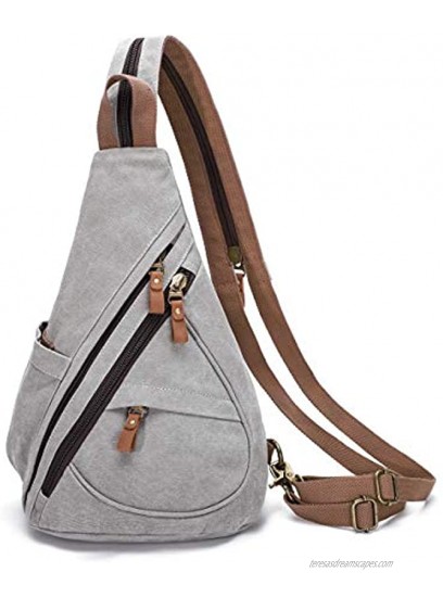 Canvas Sling Bag Small Crossbody Backpack Shoulder Casual Daypack Rucksack for Men Women Outdoor Cycling Hiking Travel 6881-Leaden