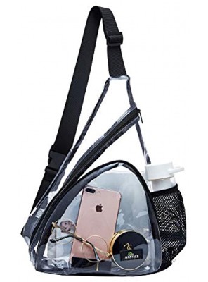 Clear PVC Sling Bag Stadium Approved Transparent Shoulder Crossbody Backpack for Women Men Perfect for Stadium and Concerts