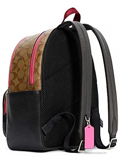 COACH Womens Court Backpack In Signature Canvas With Vintage Rose Print Khaki Multi