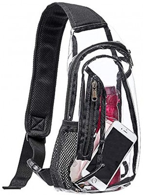 Eland Clear Sling Bag Stadium Approved Mini PVC Crossbody Shoulder Backpack Transparent Casual Chest Daypack for Women & Men Perfect for Hiking Stadium or Concerts Black One Size