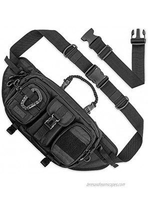 Fitdom Large Tactical Sling Bag for Men. Made from Heavy Duty Techwear Fabric & Built Tough for Outdoor. Also Use As EDC Backpack Fanny Waist Pack Crossbody Shoulder or Chest Bag for Travel Cycling