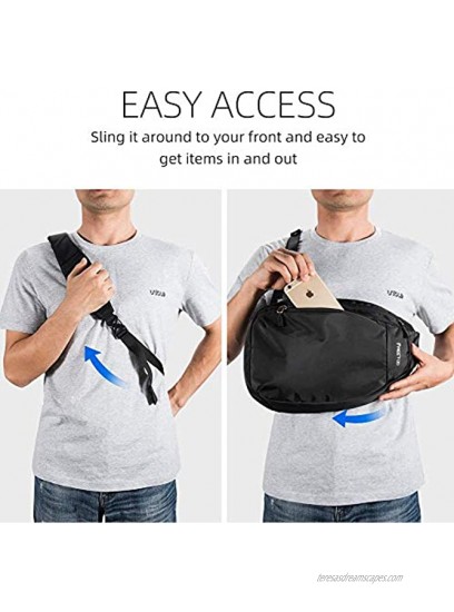 FREETOO Sling Bag Crossbody Backpack Travel Slim Shoulder Sling Backpack Chest Bag 500D Nylon for Men Women Lightweight Waterproof Black