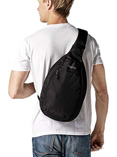 FREETOO Sling Bag Crossbody Backpack Travel Slim Shoulder Sling Backpack Chest Bag 500D Nylon for Men Women Lightweight Waterproof Black