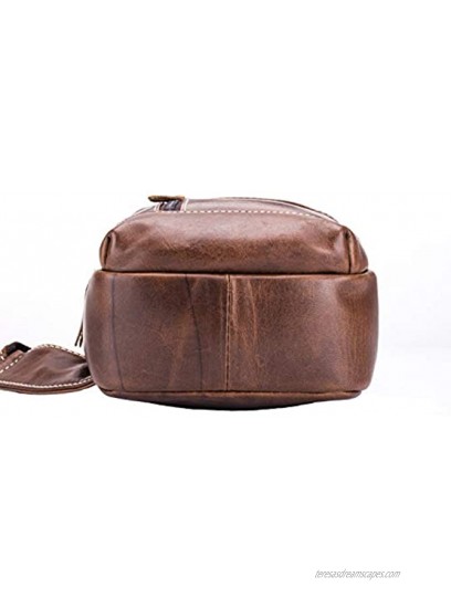 Genuine Leather mens Chest Bag Casual Crossbody Bag Shoulder Sling Bag Travel Hiking Backpack HBK-XB019 BROWN
