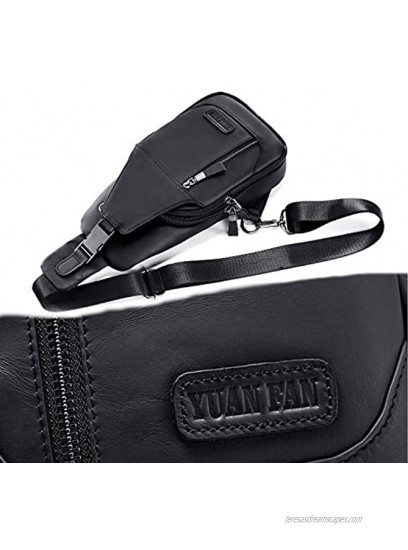 Genuine Leather Sling Bag Small,Chest Shoulder Bags for Men Outdoors Anti Theft