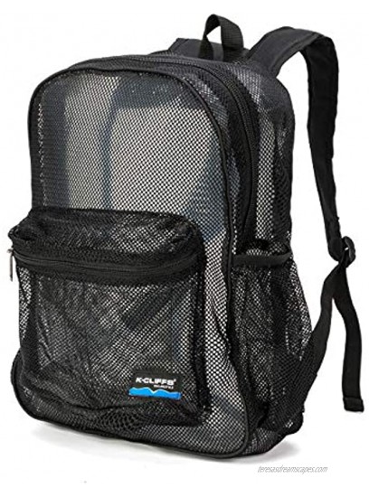 Heavy Duty Classic Gym Student Mesh See Through Netting Backpack | Padded Straps | Black