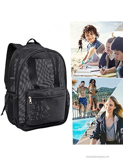 Heavy Duty Semi-Transparent Mesh Backpack See Through College Student Backpack with Padded Shoulder Straps for Commuting Swimming Travel Beach Outdoor Sports