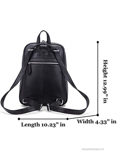 Heshe Women’s Casual Genuine Leather Backpack Daypack for LadiesBlack