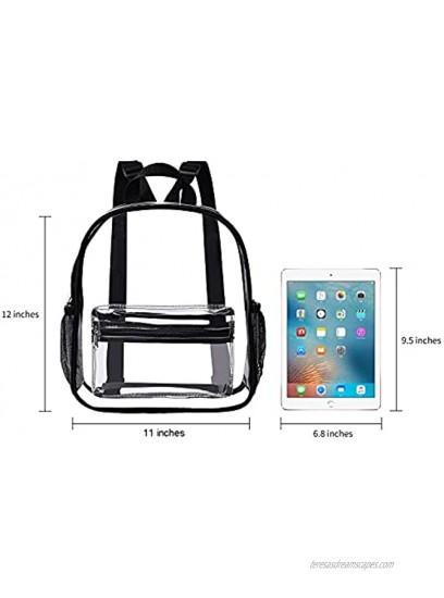 HTLCMMT Clear Backpack Stadium Approved Clear Backpack Mini Waterproof Transparent PVC Backpack with Work Concert Security Travel & Sporting