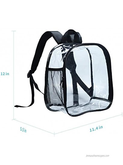 HTLCMMT Clear Backpack Stadium Approved Clear Backpack Small for Women Waterproof and Lightweight Heavy Duty Transparent Backpack for Concert Security Travel & Stadium Black-s